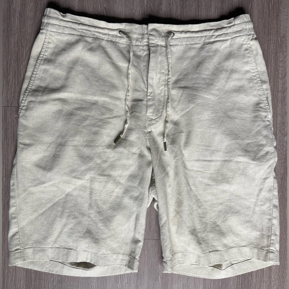 Barbour Shorts Mens 36 Beige Linen Cotton Blend Outdoors Preppy Chino Drawstring